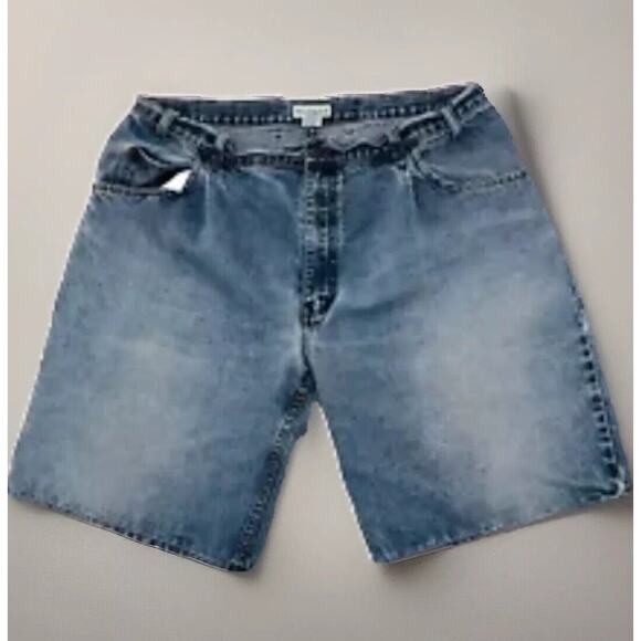Merona Denim Short Womens W38 Preshrunk L10 Light Wash Jean Pleated Cotton Fade - Picture 1 of 8